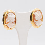 Vintage-Ohrclips aus 18-karätigem Gelbgold mit Kameen, 50er/60er Jahre