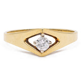 Vintage Solitärring aus 14 Karat Gelbgold mit Diamant im Brillantschliff (ca. 0.20 Karat), 70er Jahre