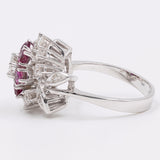 Vintage-Ring aus 14-karätigem Weißgold mit Diamanten (0,94 ctw) und Rubinen (0.80 ctw), 60er Jahre
