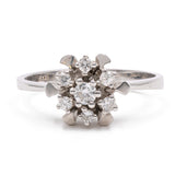 Vintage-Diamant-Schneeflockenring aus 14-karätigem Weißgold (ca. 0.33 ctw), 60er Jahre