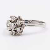 Vintage-Diamant-Schneeflockenring aus 14-karätigem Weißgold (ca. 0.33 ctw), 60er Jahre