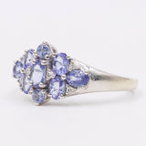 Vintage-Ring aus 9-karätigem Weißgold mit Tansaniten (1 Karat) und Diamanten, 2004