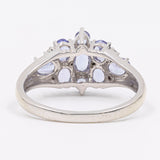 Vintage-Ring aus 9-karätigem Weißgold mit Tansaniten (1 Karat) und Diamanten, 2004