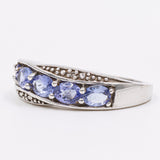 Vintage 9k white gold ring with tanzanites (0.50ctw) and diamonds, 2011