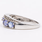 Vintage-Ring aus 9-karätigem Weißgold mit Tansaniten (0.50 ctw) und Diamanten, 2011