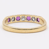 Vintage-Riviera-Ring aus 8-karätigem Gelbgold mit Rubinen (0,12 ctw) und Diamanten (0,15 ctw), 70er Jahre