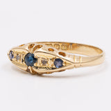 Vintage-Ring aus 18 Karat Gelbgold mit Saphir und Diamanten, 40er Jahre