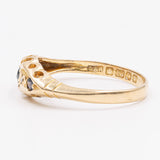 Vintage-Ring aus 18 Karat Gelbgold mit Saphir und Diamanten, 40er Jahre
