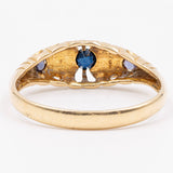 Vintage-Ring aus 18 Karat Gelbgold mit Saphir und Diamanten, 40er Jahre