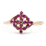 Vintage-Ring aus 9-karätigem Gold mit synthetischen Rubinen