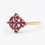 Vintage-Ring aus 9-karätigem Gold mit synthetischen Rubinen