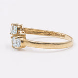 Vintage-Ring aus 9-karätigem Gold mit blauem Topas und Diamanten, 70er Jahre