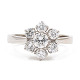 Vintage-Gänseblümchenring aus 14 Karat Weißgold mit Diamanten im Brillantschliff (insgesamt 1 Karat), 60er/70er Jahre