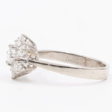 Vintage-Gänseblümchenring aus 14 Karat Weißgold mit Diamanten im Brillantschliff (insgesamt 1 Karat), 60er/70er Jahre