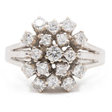 Vintage-Ring aus 14-karätigem Weißgold mit Diamanten im Brillantschliff (0,98 ctw), 60er/70er Jahre