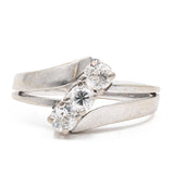 Vintage-Trilogie-Ring aus 14 Karat Weißgold mit Diamanten (insgesamt 0.45 ct), 60er/70er Jahre