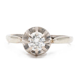 Vintage 18k white gold solitaire ring with 0,45ct diamond, 40s