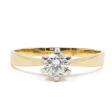 Vintage-Solitärring aus 14-karätigem Gelb- und Weißgold mit Diamant im Brillantschliff von 0.54 ct, 70er Jahre