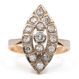 Vintage-Shuttle-Ring aus 14 Karat zweifarbigem Gold und Diamanten (0.65 ctw), 70er Jahre