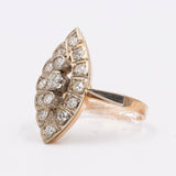 Vintage-Shuttle-Ring aus 14 Karat zweifarbigem Gold und Diamanten (0.65 ctw), 70er Jahre
