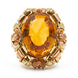 Vintage-Cocktailring aus Gelb- und Roségold mit Citrin (8 Karat), 60er Jahre