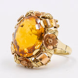 Vintage-Cocktailring aus Gelb- und Roségold mit Citrin (8 Karat), 60er Jahre