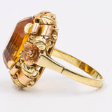 Vintage-Cocktailring aus Gelb- und Roségold mit Citrin (8 Karat), 60er Jahre