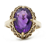 Vintage-Cocktailring aus 8-karätigem Gelbgold mit Amethyst (3.70 Karat), 70er Jahre
