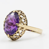 Vintage-Cocktailring aus 8-karätigem Gelbgold mit Amethyst (3.70 Karat), 70er Jahre