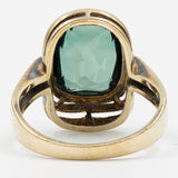 Vintage-Cocktailring aus 8-karätigem Gelbgold mit grünem synthetischen Spinell, 70er Jahre