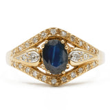 Vintage-Ring aus 14-karätigem Gelbgold mit Saphir (0.70 ct) und Diamanten (0.15 ct), 70er Jahre