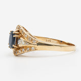 Vintage-Ring aus 14-karätigem Gelbgold mit Saphir (0.70 ct) und Diamanten (0.15 ct), 70er Jahre