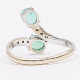 Vintage-Contrarier-Ring aus 14-karätigem Weißgold, Smaragden (0,70 ctw) und Diamanten. 70er/80er Jahre