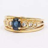 Vintage-Ring aus 18 Karat Gelbgold mit Saphir (0.40 ct) und Diamanten (0.18 ctw), 70er Jahre