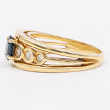 Vintage-Ring aus 18 Karat Gelbgold mit Saphir (0.40 ct) und Diamanten (0.18 ctw), 70er Jahre