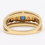 Vintage-Ring aus 18 Karat Gelbgold mit Saphir (0.40 ct) und Diamanten (0.18 ctw), 70er Jahre
