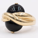 Vintage-Ring aus 14-karätigem Gelbgold mit Onyx, 70er/80er Jahre