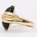 Vintage-Ring aus 14-karätigem Gelbgold mit Onyx, 70er/80er Jahre