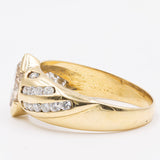 Vintage-Ring aus 18-karätigem Gold mit braunem Marquise-Diamanten (0,70 ct) und Brillanten (0.35 ctw), 70er Jahre