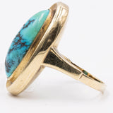 Vintage-Ring aus 8-karätigem Gelbgold mit Türkis, 70er Jahre