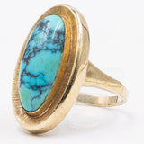 Vintage-Ring aus 8-karätigem Gelbgold mit Türkis, 70er Jahre