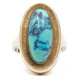 Vintage-Ring aus 8-karätigem Gelbgold mit Türkis, 70er Jahre