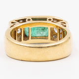Anello vintage in oro 18k con smeraldo (1,70ct) e diamanti(0,38ct), anni '50