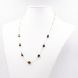 Vintage 8k gold necklace with tiger's eye stones, 70s