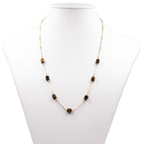 Vintage-Halskette aus 8-karätigem Gold mit Tigeraugensteinen, 70er Jahre