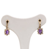 Vintage-Ohrringe aus 9-karätigem Gelbgold mit Amethysten