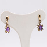 Vintage-Ohrringe aus 9-karätigem Gelbgold mit Amethysten