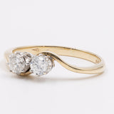 Vintage-Contrarier-Ring aus 9-karätigem Gold mit Diamanten (0,40 ctw), 1989