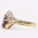 Vintage-Ring aus 14 Karat Gelbgold mit Amethyst, Peridot und Diamant, 70er Jahre