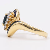 Vintage-Ring aus 18 Karat Gelbgold mit Diamanten (0,18 ctw) und Saphiren, 70er Jahre